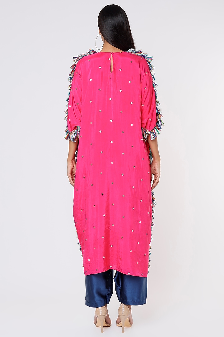 Hot Pink Silk Embroidered Kaftan Set by Payal Singhal at Pernia's Pop Up Shop