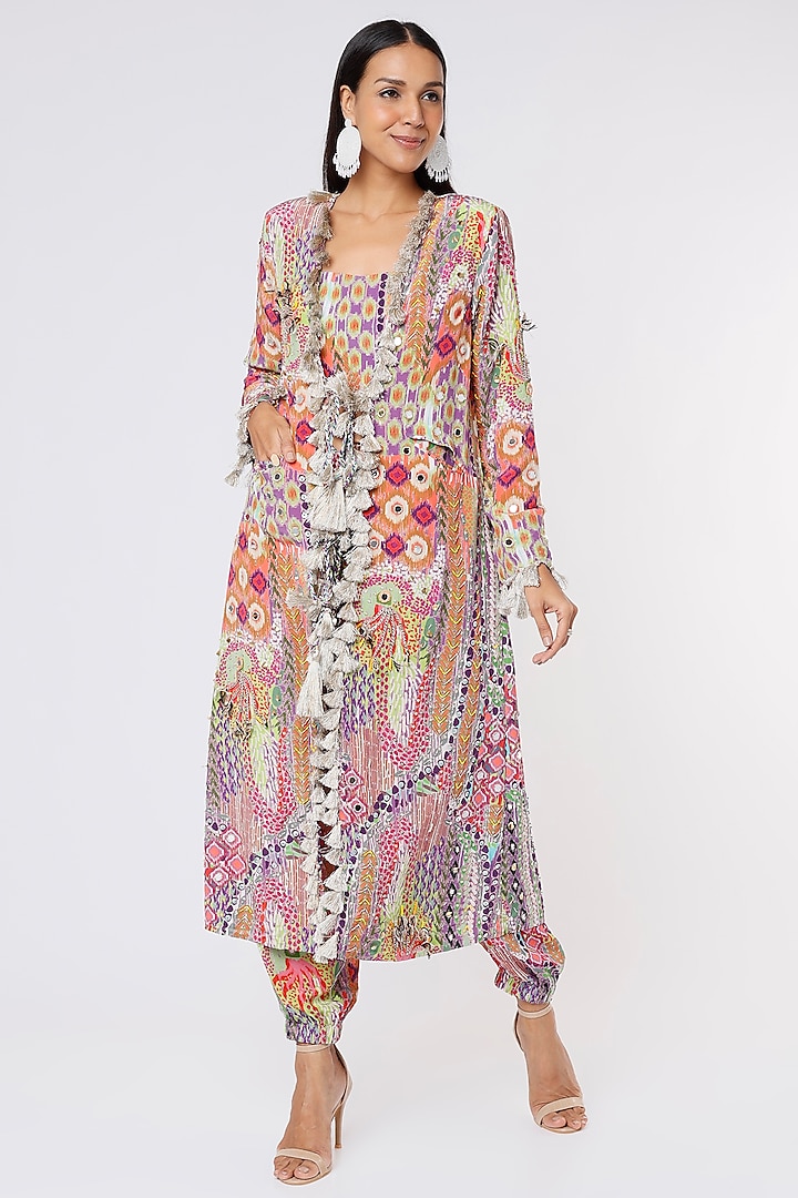Multi-Colored Embroidered Jacket Set by Payal Singhal