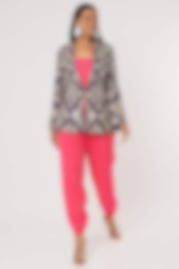 Purple Georgette Embroidered Jacket Set by Payal Singhal at Pernia's Pop Up Shop