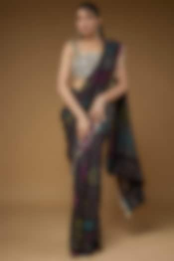 Brown Bandhani Silk Saree Set by Payal Singhal at Pernia's Pop Up Shop