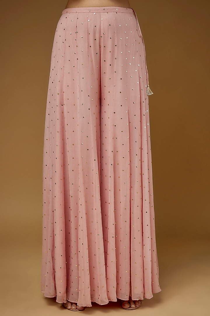 Rose Pink Mukaish Georgette Bridal Sharara Set by Payal Singhal at Pernia's Pop Up Shop
