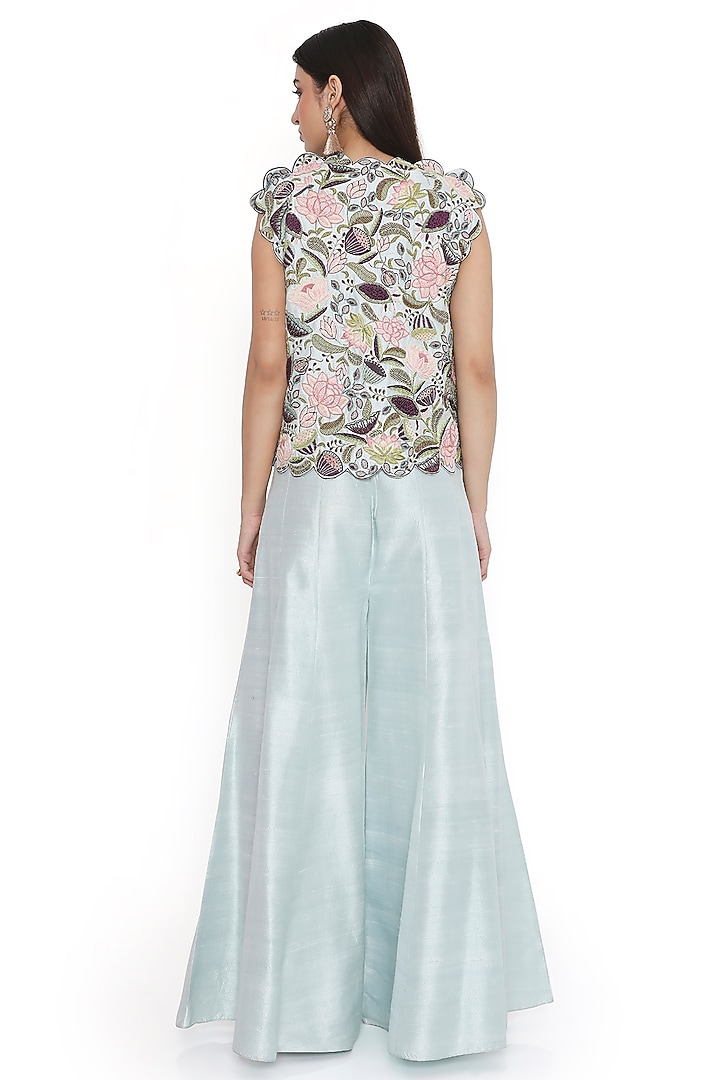 Powder Blue Dupion Silk Bridal Sharara Set by Payal Singhal at Pernia's Pop Up Shop