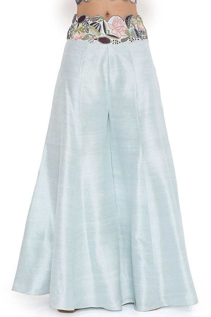 Powder Blue Dupion Silk Bridal Sharara Set by Payal Singhal at Pernia's Pop Up Shop