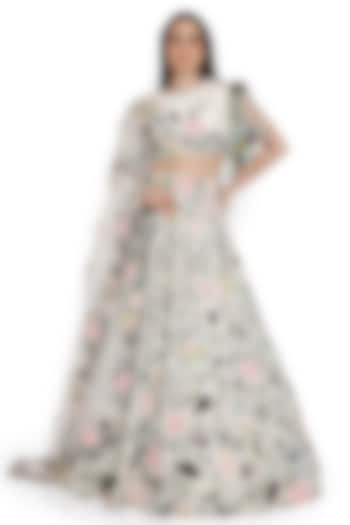 Ivory Dupion Silk Embroidered Bridal Lehenga Set by Payal Singhal at Pernia's Pop Up Shop