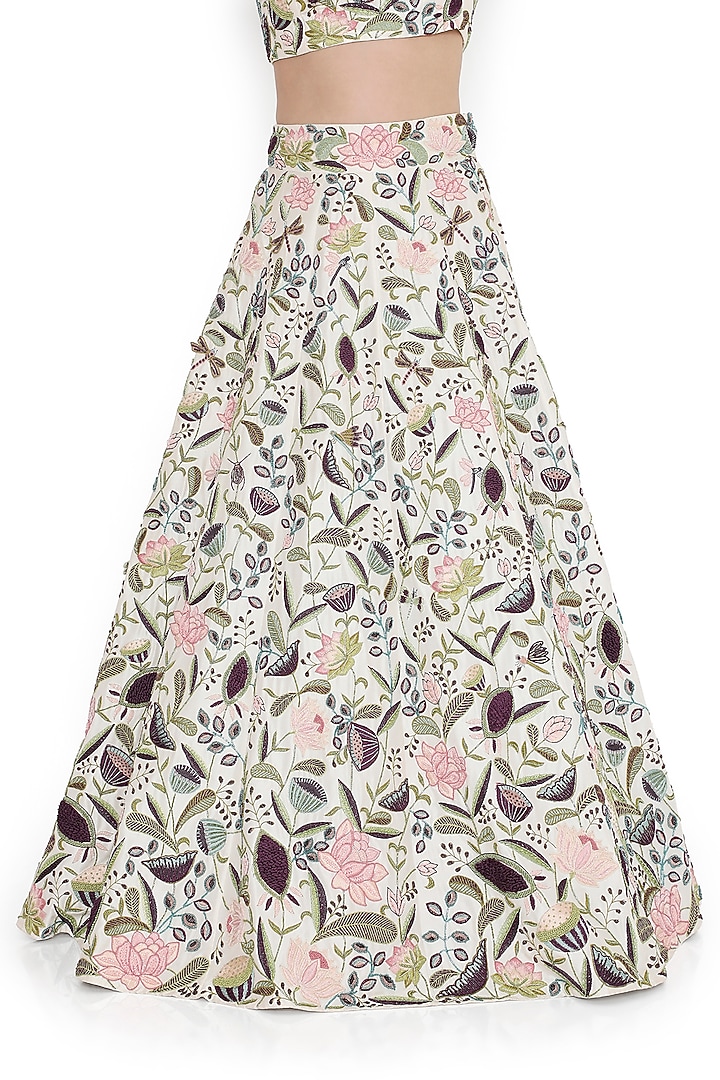 Ivory Dupion Silk Embroidered Bridal Lehenga Set by Payal Singhal at Pernia's Pop Up Shop