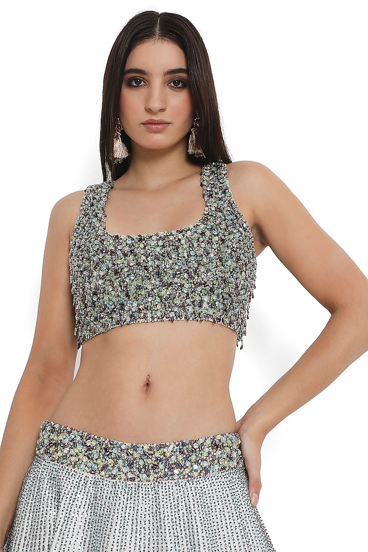 Ivory Dupion Silk Embroidered Bridal Lehenga Set by Payal Singhal at Pernia's Pop Up Shop