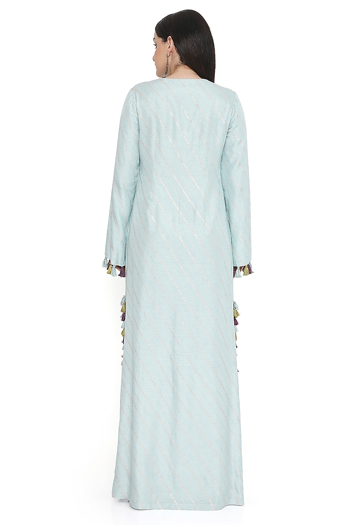 Powder Blue Dola Silk Embroidered Kaftan by Payal Singhal at Pernia's Pop Up Shop