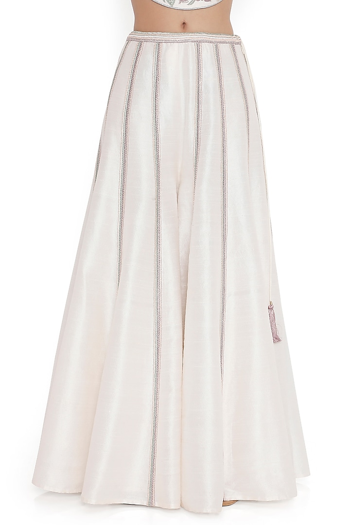Ivory Dupion Silk Embroidered Bridal Sharara Set by Payal Singhal at Pernia's Pop Up Shop