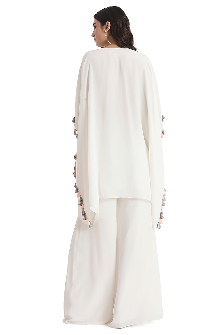 Ivory Crepe Embroidered Kaftan Set by Payal Singhal at Pernia's Pop Up Shop