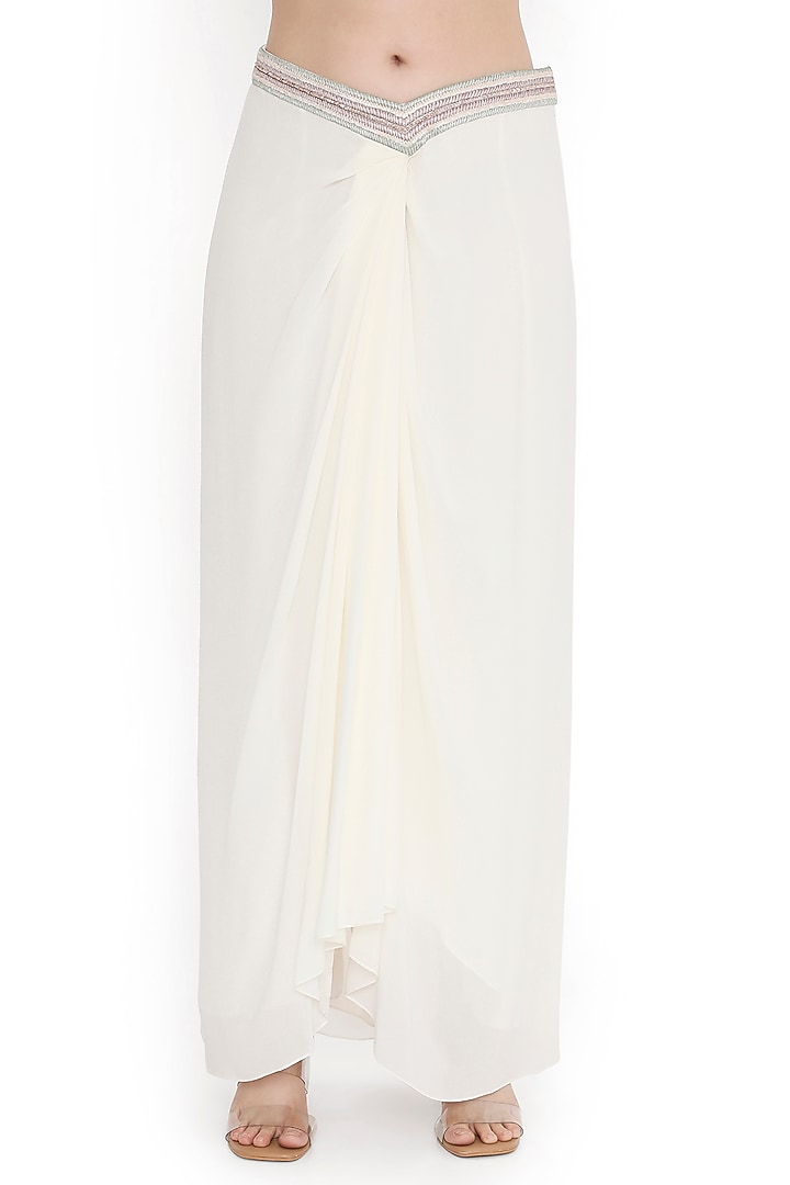 Ivory Georgette Embroidered Jacket Set by Payal Singhal at Pernia's Pop Up Shop