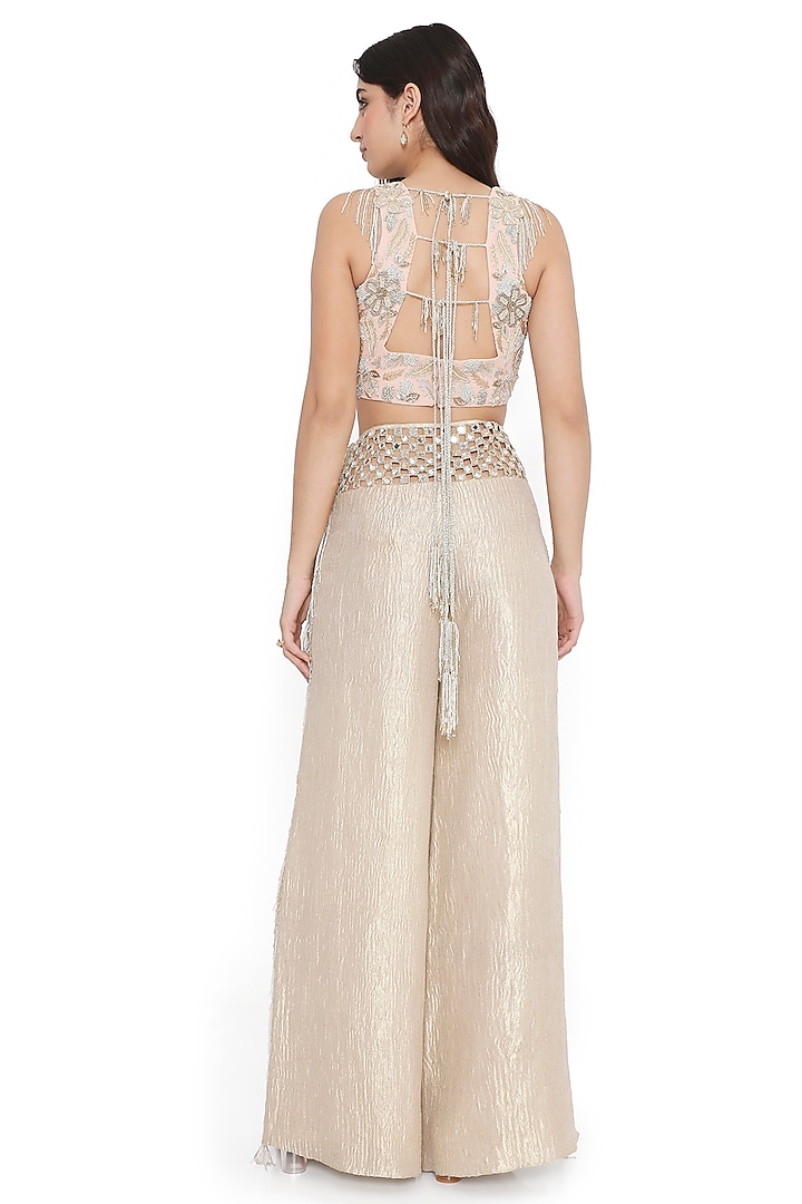 Gold Tissue Palazzo Pant Set by Payal Singhal at Pernia's Pop Up Shop