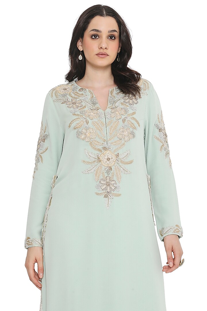 Powder Blue Georgette Embroidered Kurta Set by Payal Singhal at Pernia's Pop Up Shop