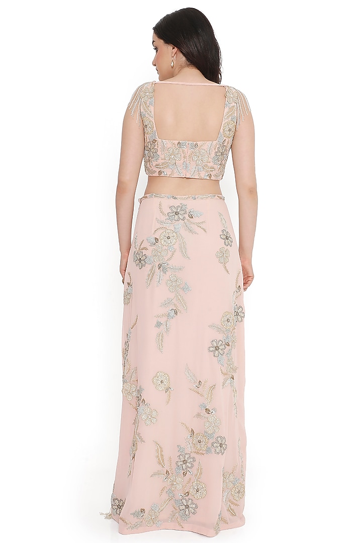 Blush Pink Georgette Embroidered Skirt Set by Payal Singhal at Pernia's Pop Up Shop
