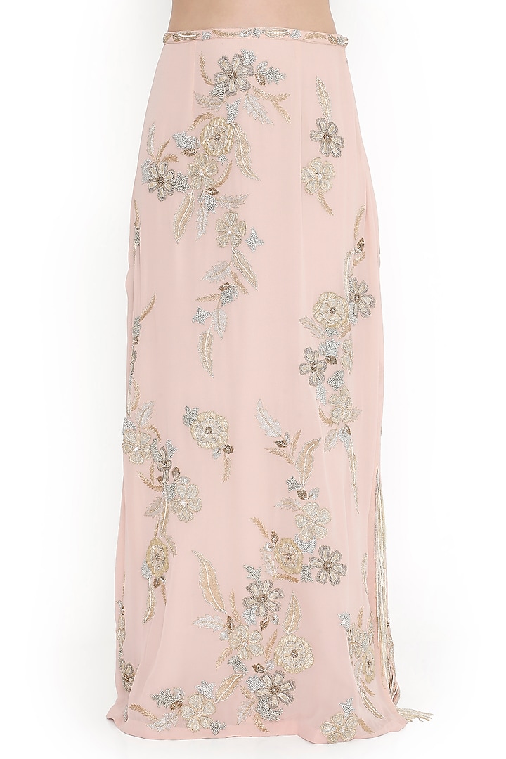 Blush Pink Georgette Embroidered Skirt Set by Payal Singhal at Pernia's Pop Up Shop