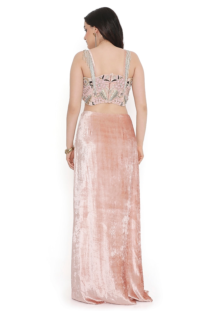 Pink Velvet Slit Skirt Set by Payal Singhal at Pernia's Pop Up Shop