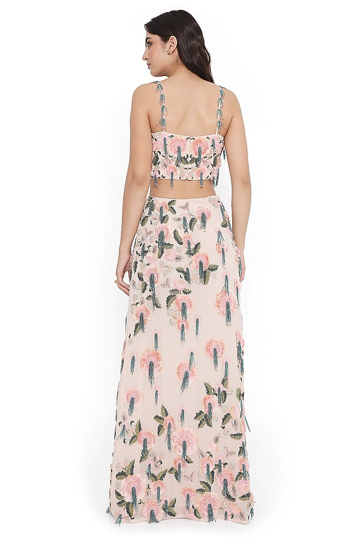 Blush Pink Georgette Embroidered Slit Skirt Set by Payal Singhal at Pernia's Pop Up Shop