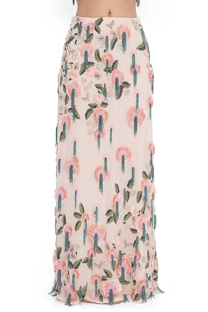Blush Pink Georgette Embroidered Slit Skirt Set by Payal Singhal at Pernia's Pop Up Shop