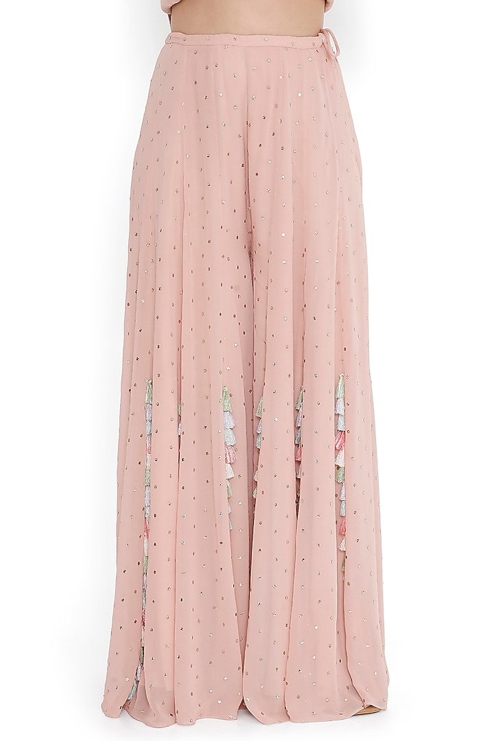 Rose Pink Mukaish Georgette Bridal Sharara Set by Payal Singhal at Pernia's Pop Up Shop