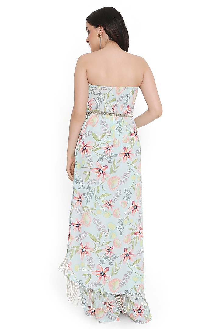 Lavender Crepe Printed & Embroidered Tube Kurta Set by Payal Singhal at Pernia's Pop Up Shop
