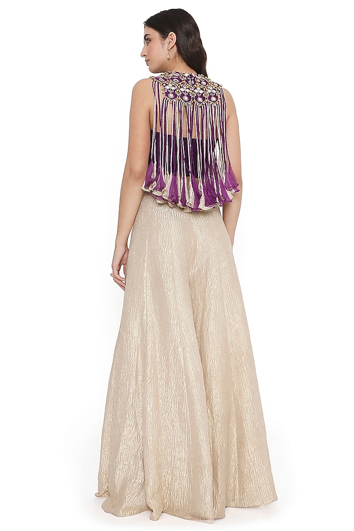 Silver Crush Tissue Wedding Sharara Set by Payal Singhal at Pernia's Pop Up Shop