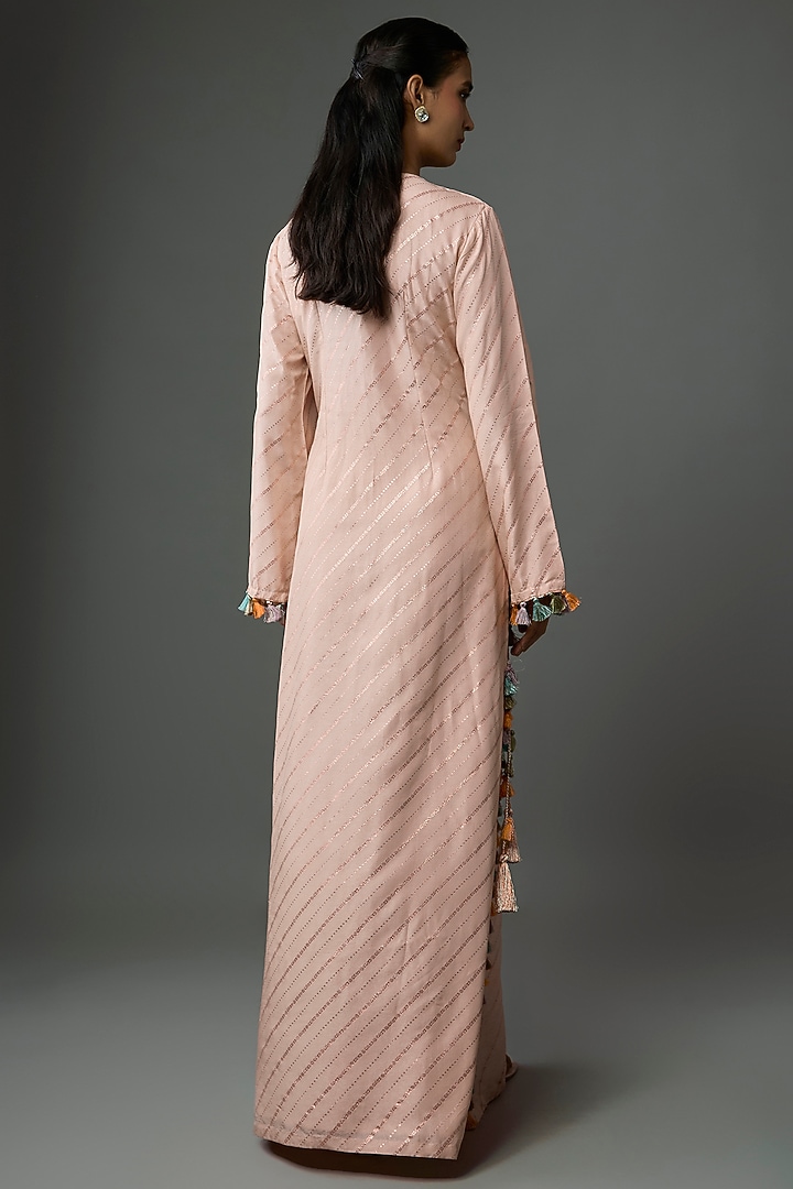 Stone-Colored Dola Silk Embroidered Kaftan by Payal Singhal at Pernia's Pop Up Shop