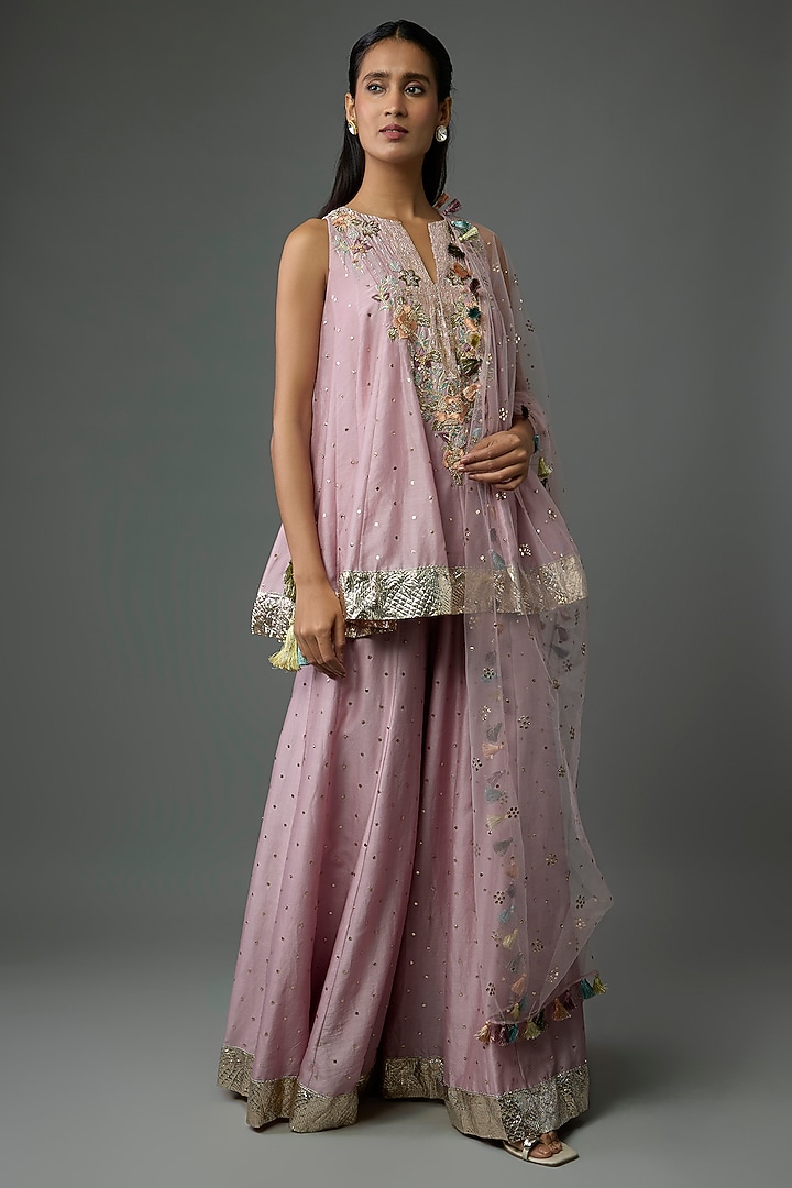 Lilac Silkmul Bridal Sharara Set by Payal Singhal at Pernia's Pop Up Shop