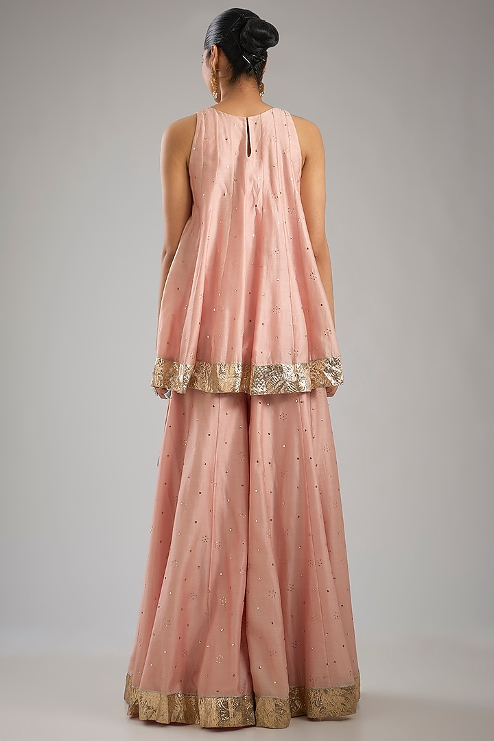 Blush Pink Silk Mul Resham Embroidered Kurta Set by Payal Singhal at Pernia's Pop Up Shop