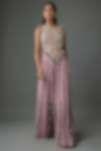 Lilac Mukaish Georgette Wedding Sharara Set by Payal Singhal at Pernia's Pop Up Shop