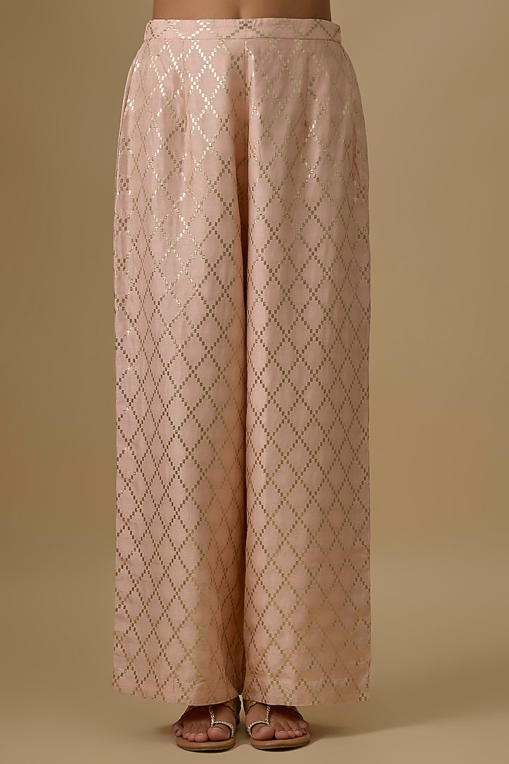 Blush Pink Dola Silk Resham Embroidered Kurta Set by Payal Singhal at Pernia's Pop Up Shop