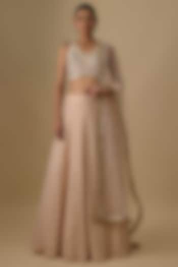 Blush Pink Georgette Embroidered Wedding Lehenga Set by Payal Singhal at Pernia's Pop Up Shop