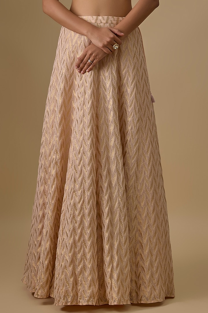 Blush Pink Georgette Embroidered Wedding Lehenga Set by Payal Singhal at Pernia's Pop Up Shop