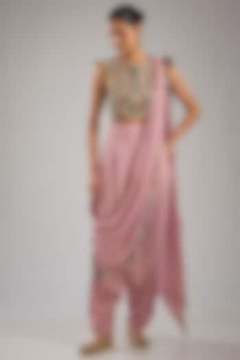 Lilac Mukaish Georgette Pant Wedding Saree Set by Payal Singhal at Pernia's Pop Up Shop