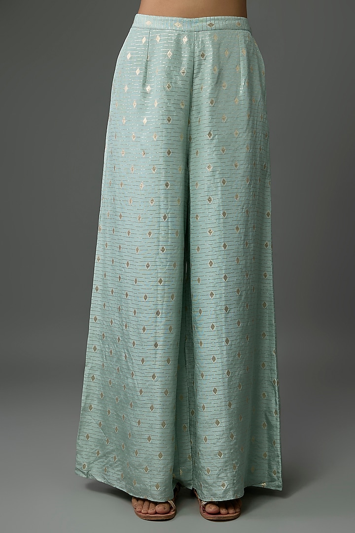 Seafoam Dola Silk Resham Embroidered Kaftan Set by Payal Singhal at Pernia's Pop Up Shop