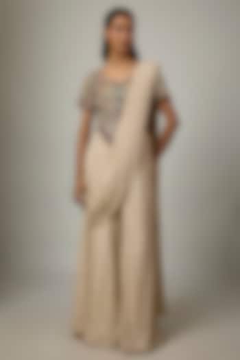 Ivory Lucknowi Georgette Bridal Sharara Set by Payal Singhal at Pernia's Pop Up Shop