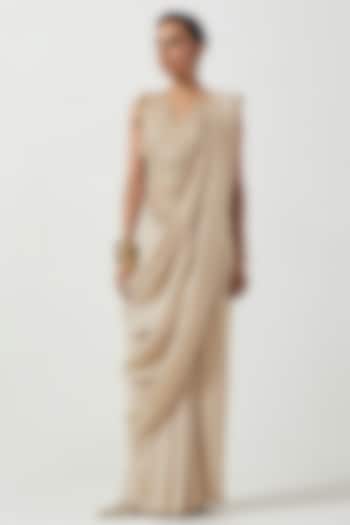 Stone Georgette Crushed Tissue Pre-Stitched Reception Saree Set by Payal Singhal at Pernia's Pop Up Shop