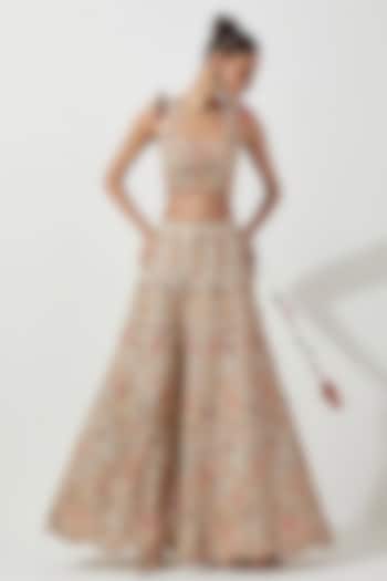 Off-White Georgette Embroidered Bridal Sharara Set by Payal Singhal at Pernia's Pop Up Shop