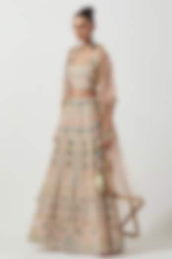 Blush Pink Georgette Embroidered Bridal Sharara Set by Payal Singhal at Pernia's Pop Up Shop