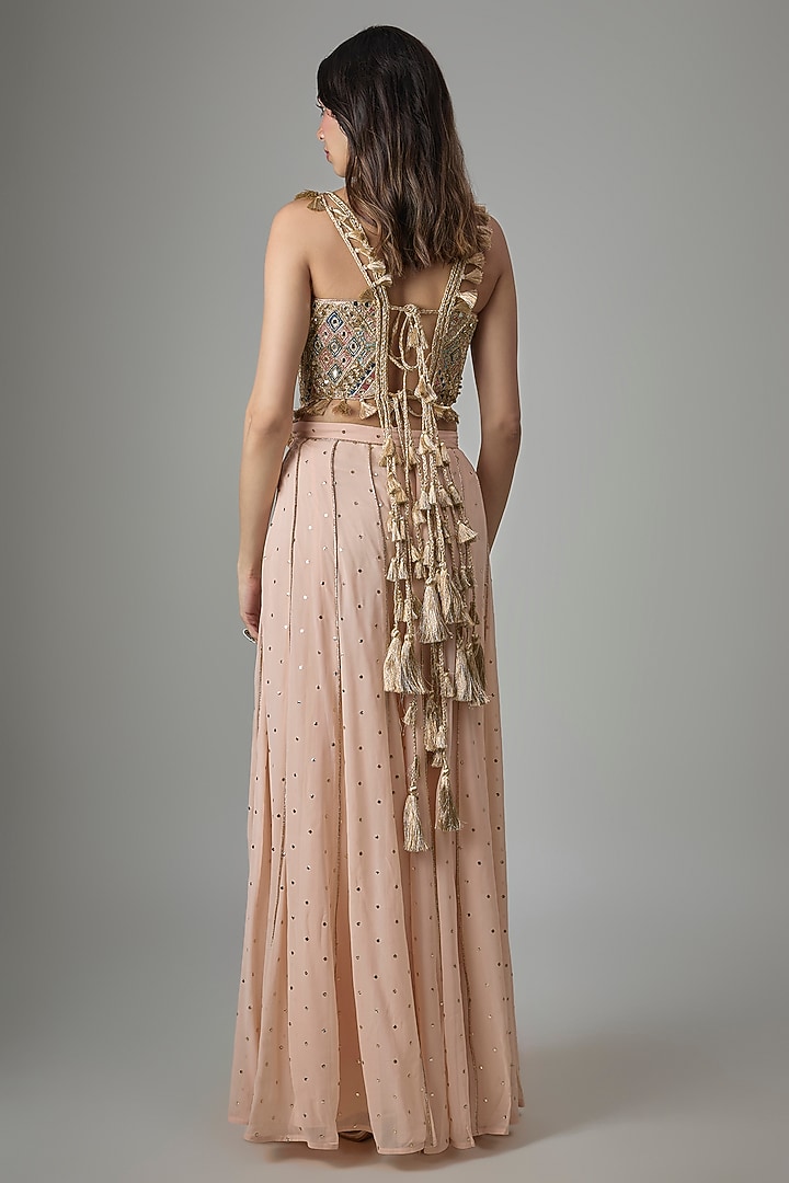 Rose Pink Mukaish Georgette Bridal Sharara Set by Payal Singhal at Pernia's Pop Up Shop