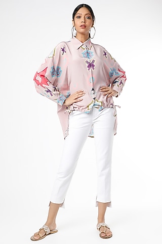 Pink Ikat Star Printed Shirt Tunic by PS Pret by Payal Singhal