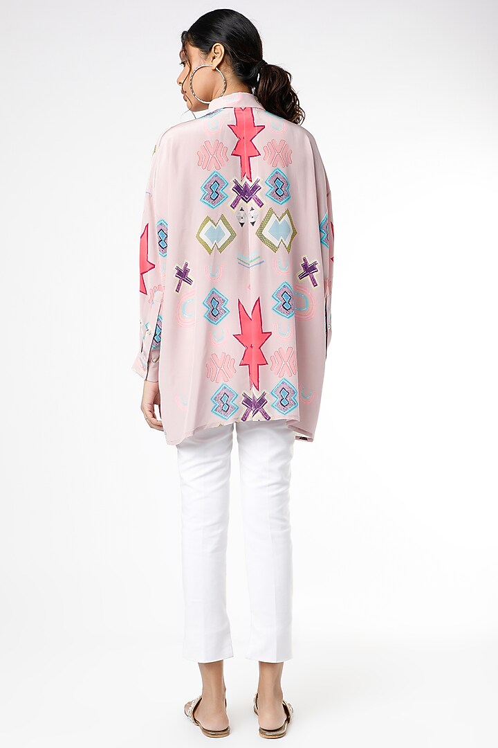 Pink Ikat Star Printed Shirt Tunic by PS Pret by Payal Singhal at Pernia's Pop Up Shop
