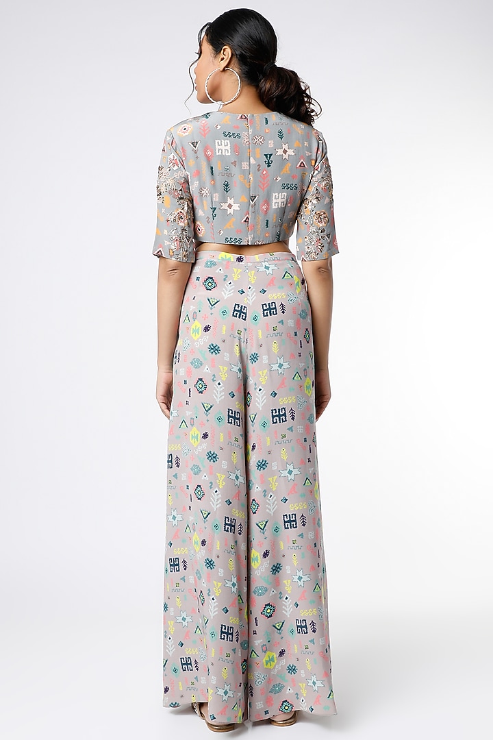 Grey Printed Palazzo Pant Set by Payal Singhal at Pernia's Pop Up Shop