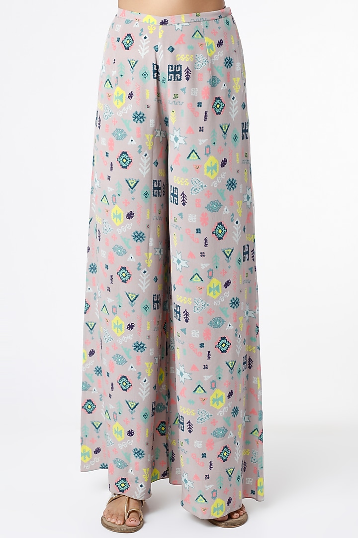 Grey Printed Palazzo Pant Set by Payal Singhal at Pernia's Pop Up Shop