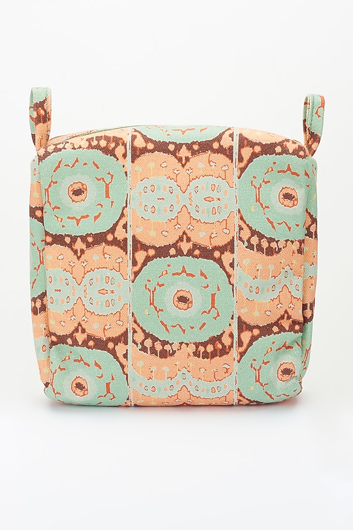 Peach Ikat Printed Clutch Bag by PAYAL SINGHAL ACCESSORIES