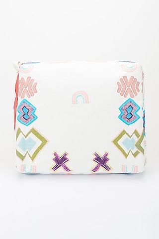 White Ikat Star Printed Clutch Bag by PAYAL SINGHAL ACCESSORIES