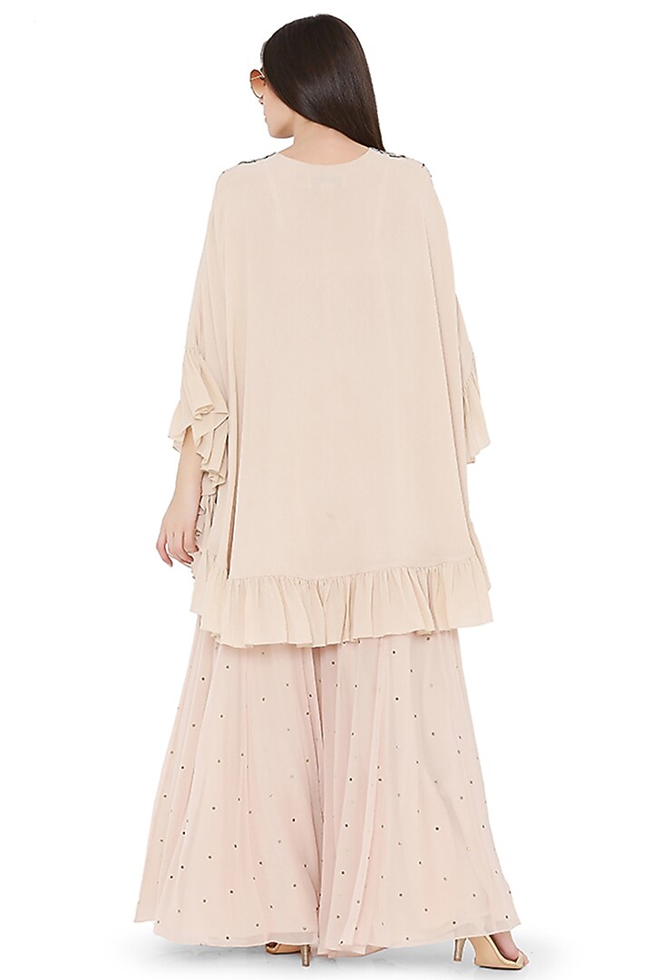 Stone Colored Embroidered Yoke Wedding Sharara Set by Payal Singhal at Pernia's Pop Up Shop