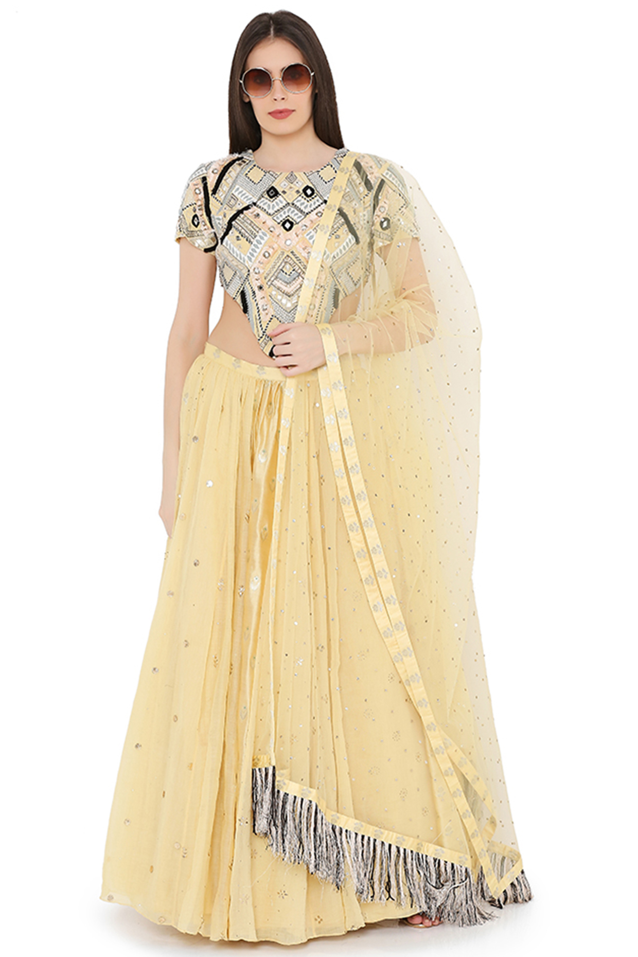 Pale Yellow Lehenga Set by Payal Singhal