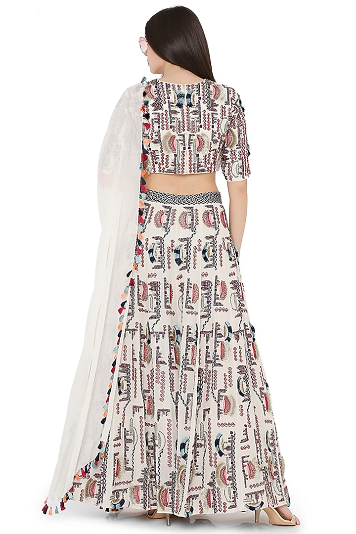 Chalk White Embroidered Bridal Lehenga Set by Payal Singhal at Pernia's Pop Up Shop