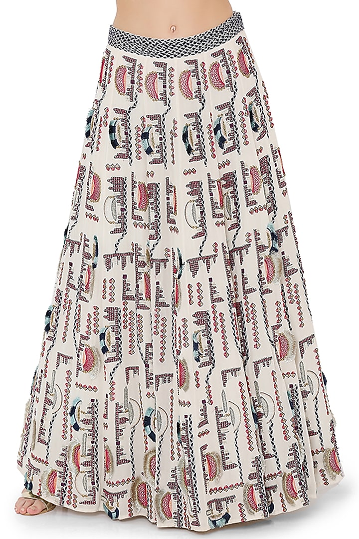 Chalk White Embroidered Bridal Lehenga Set by Payal Singhal at Pernia's Pop Up Shop