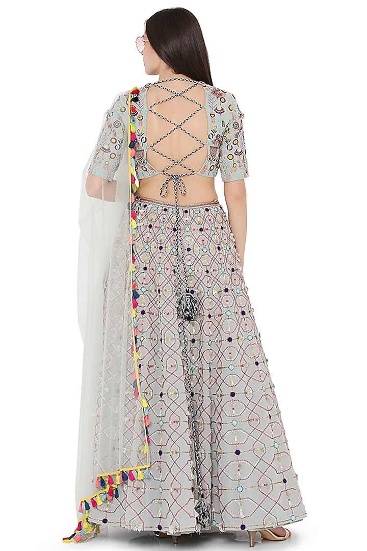 Chalk White Bridal Lehenga Set by Payal Singhal at Pernia's Pop Up Shop
