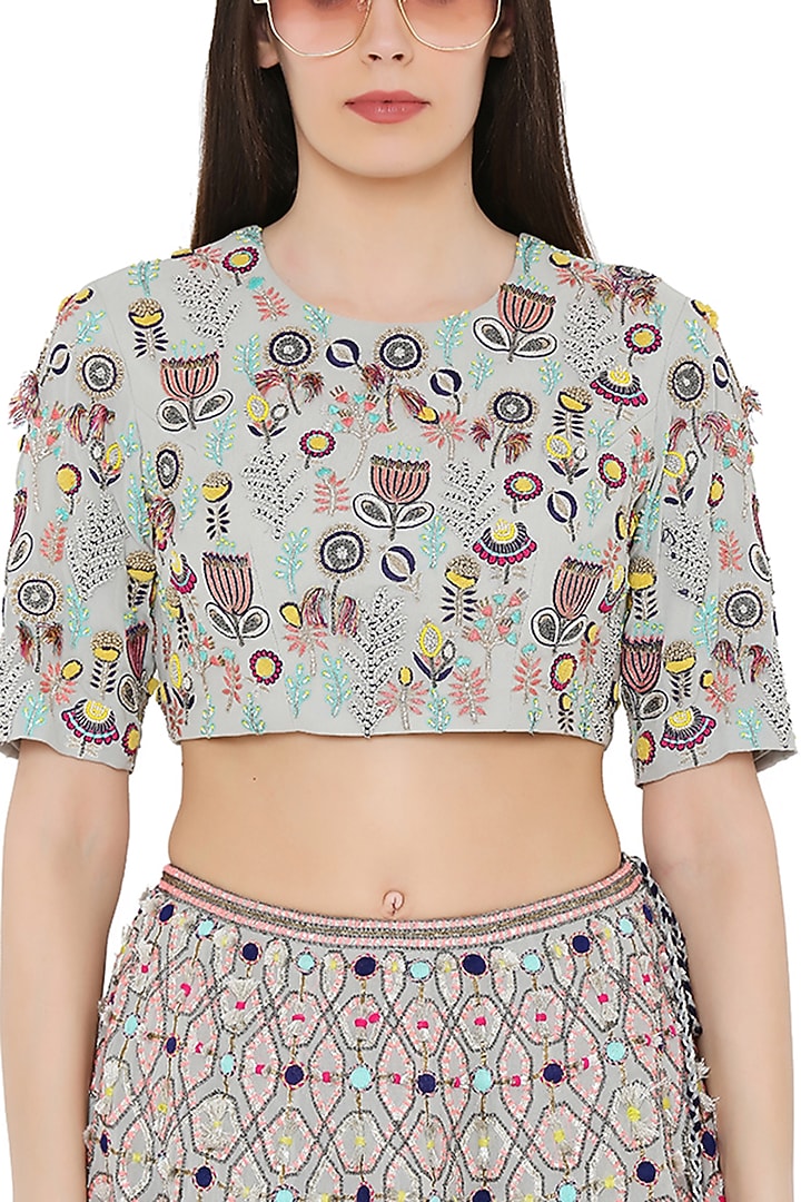Pale Blue Bridal Lehenga Set by Payal Singhal at Pernia's Pop Up Shop